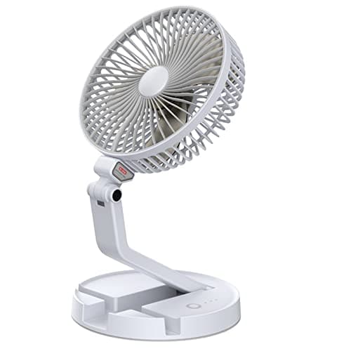 7 Inch LED Desk Fan Cooling Rechargeable Foldable Portable 3 Speeds Wall Hanging with Night Light Phone Holder for Travel Office Home