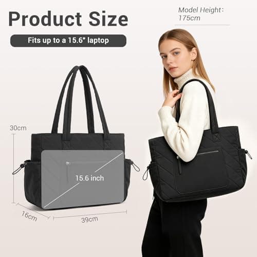 Miss Lulu Quilted Tote Bag for Women, Large 16-Inch Laptop Work Bag — view 2