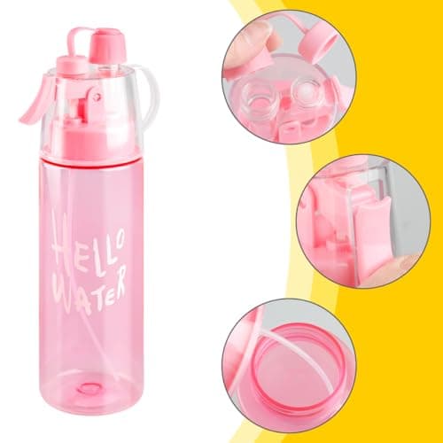 Thyonta 580ML Mist Spray Water Bottle, Leakproof Sports Drinking Bottle with Cooling Spray Function, Wide Mouth Hydration Bottle with Carry Strap for Gym, Cycling, Hiking and Outdoor Activities — view 3
