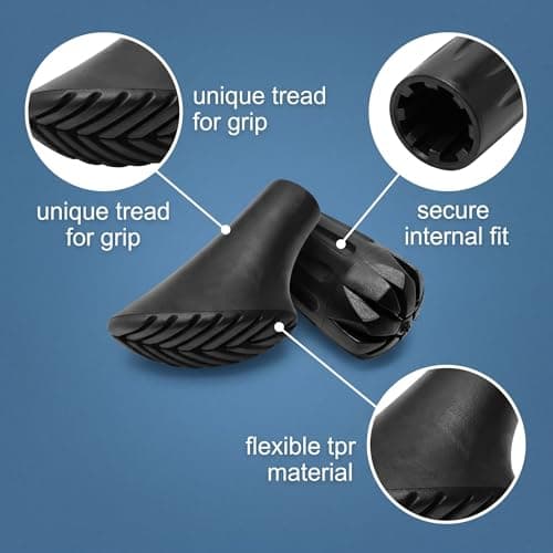 OPVYAEU Set of 8 Rubber Tips for Trekking and Nordic Walking Poles, 4 Wheel Tips and 4 TPR Shoe Tips, Universal Spare Parts with Diameter 11 mm for Poles and Crutches on Asphalt and Dirt — view 5