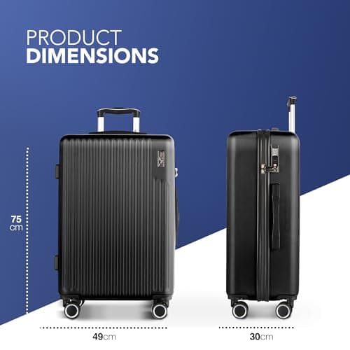 LUGG 28 Inch Vacay Suitcase, ABS Luggage with TSA Indent Lock, Aluminium Trolley Handle, 360° Spinner Wheels, Water-Resistant & Durable Material, Airline Compatible (75 x 30 x 49cm), 1 Year Warranty — view 2
