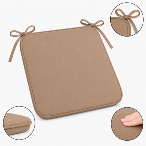 L S U Multi Pack Comfortable Seat Pad for Dining Chair Kitchen Garden with Tie on indoor Outdoor Foam Cushions (Latte, 6) — view 3