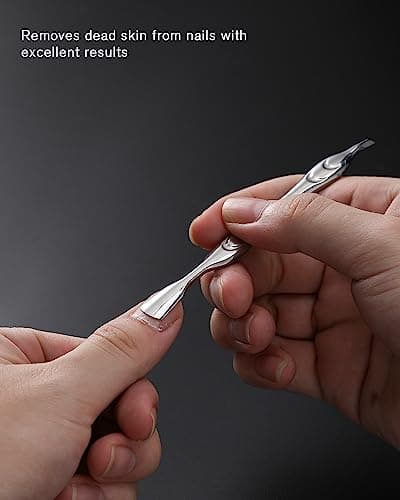 FERYES Cuticle Pusher with Fork, 2-in-1 Cuticle Trimmer Nail Care Tool, Stainless Steel Cuticle Remover Tool for Manicures and Pedicures - Silver — view 5