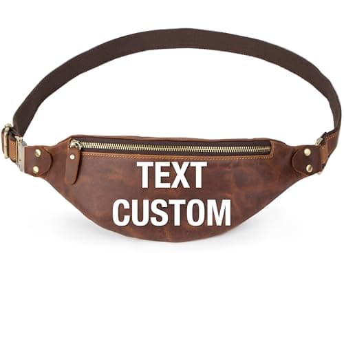 Top Grain Genuine Leather Customizable Slim Waist Pack for Man & Woman, Minimalist Vintage Design, Handmade with Detachable Hardware, Slim Fanny Pack Small Crossbody Belt Bag for Traveling or Riding