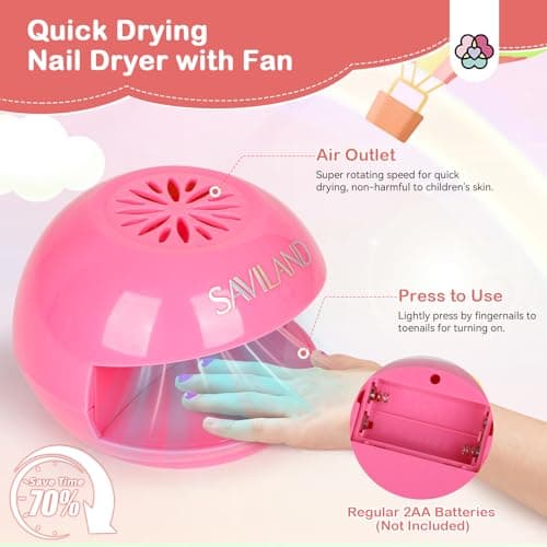 SAVILAND Portable Air Nail Dryer: Safe Nail Fan Dryer for Regular Polish — view 3