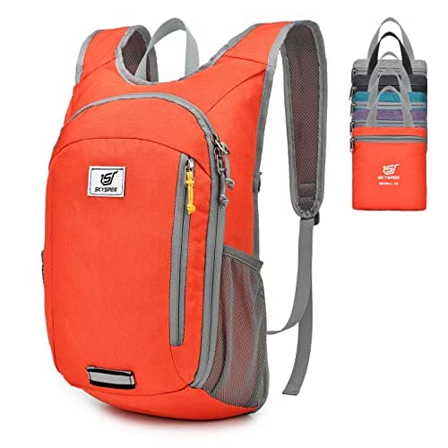 SKYSPER Small Daypack 10L Hiking Backpack Packable Lightweight Travel Compact Foldable Rucksack for Women Men(Orange)