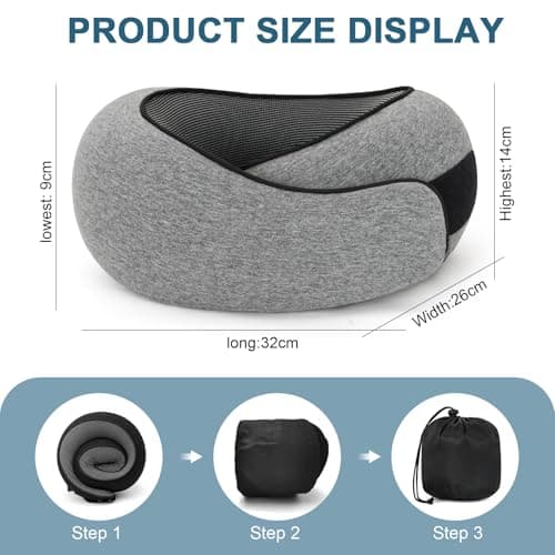 Purecas Memory Foam Travel Neck Pillow, 360° Support with Eye Mask&Earplugs — view 2