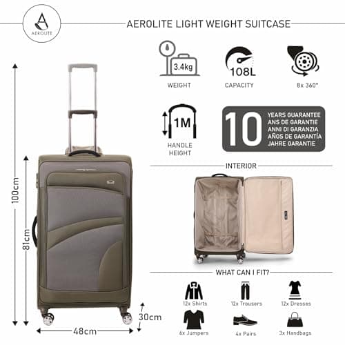 Aerolite Large 30in Check-in Suitcase, 8 Wheels, TSA Lock — view 2