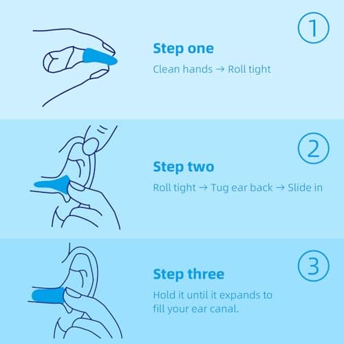 Foam Ear Plug for Sleeping, HOYIO 50 Pair 35dB Soft Earplugs for Noise Cancelling Hearing Protection Soring Blocking, Holiday Travel Cruise Flight Backpacking Work Study Essentials, Disposable, Blue — view 6