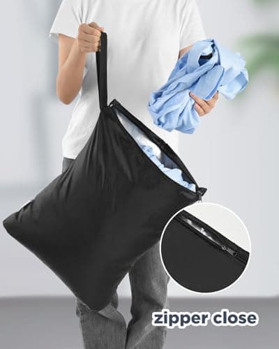 OTraki Wet Dry Waterproof Laundry Bag, Travel Swimming Nappy Cloth, Reusable Hanging Zipper Organizer for Swimsuit Gym Beach Towel 2 Pack (16 x 20 inch) — view 5
