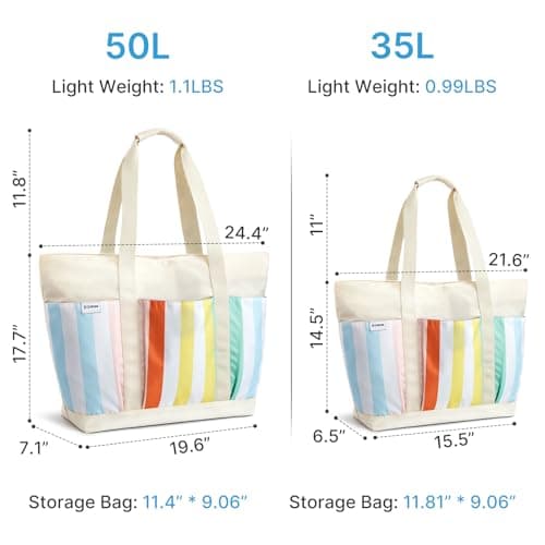 G4Free 35/50L Foldable Beach Bag with Zipper Pockets, Waterproof Tote Pool Handbags for Women, Compatible with Stanley Cup, Weekender, Travel, Holiday — view 3