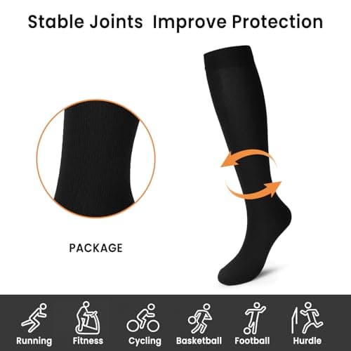 Pnosnesy Compression Socks, (2/4/6/7 Pairs) for Men & Women 15-20 mmHg is Best for Athletics, Running, Flight Travel, Support — view 3