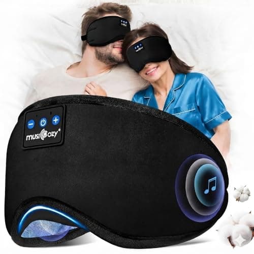 MUSICOZY Cooling Sleep Mask Headphones for Hot&Side Sleepers, 100% Blackout