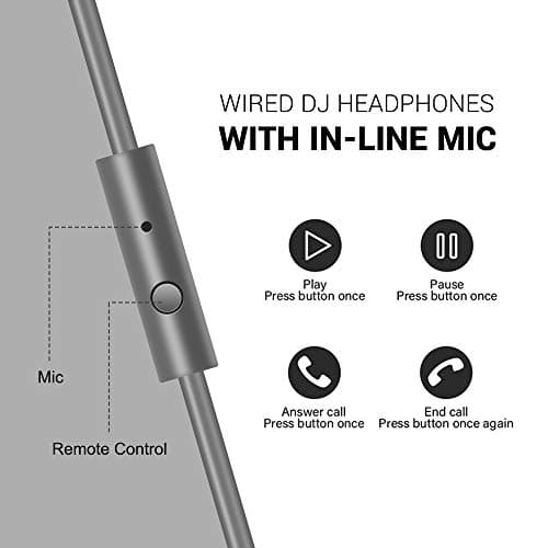 OneOdio Over Ear Headphone Studio Wired Bass Headsets with 50mm Driver, Foldable Lightweight Headphones with Shareport and Mic for DJ Recording Monitoring Mixing Podcast Guitar PC TV (Grey) — view 4