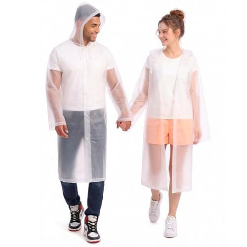 ZENO Rain Coats (2 Pack) - Waterproof Reusable Rain Ponchos with Hood and Snap Buttons - Lightweight, Durable - Raincoat for Men & Women - Clear Unisex Design