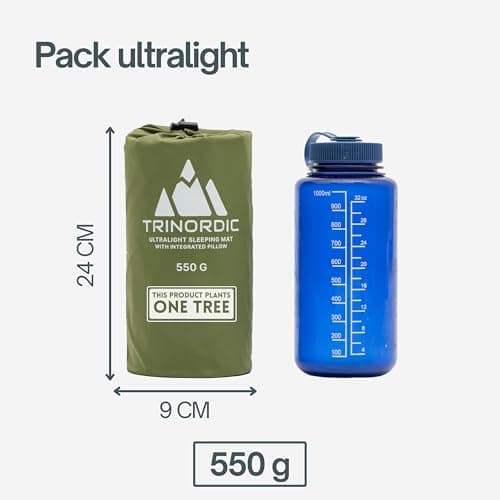 TRINORDIC Lightweight Inflatable Camping Mat - Built-In Pillow, 550g, Green — view 3