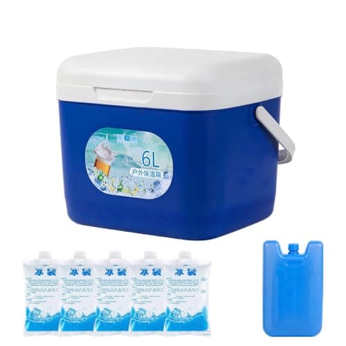 Insulated Cooler Box– 6L Portable Cooler With 5 Ice Packs & Ice Crystal Box