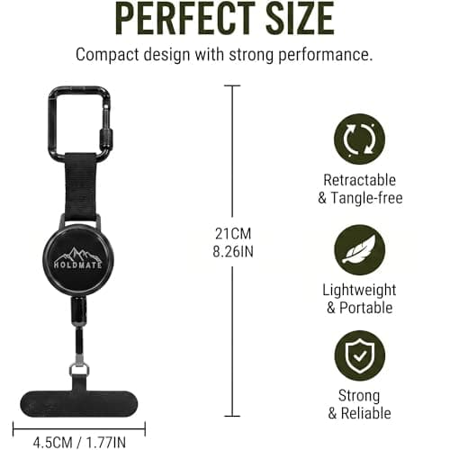 Holdmate Phone Holder Retractable Lanyard with Locking Clip, Anti Theft Phone Strap for Travel, Hiking, Shopping, Commuting and Outdoor Activities — view 2