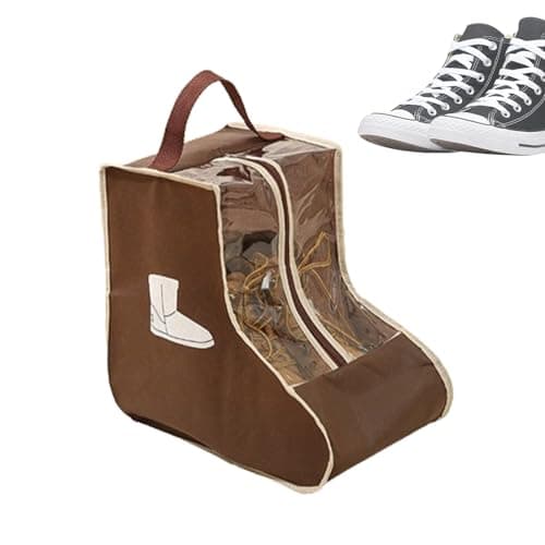 Staubproof Shoes Carry Bag with Handle, Boot Shoe Bag, Wardrobe, brown, see