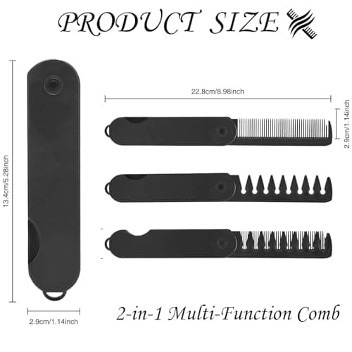 2-in-1 Folding Pocket Comb Plastic Flip Design Beard Comb for Men Fine & Wide Teeth Portable Anti-static Styling Tool for Hair Moustache & Beard Grooming Travel & Daily Use — view 2