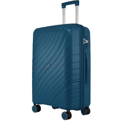 Fly Kite Luggage Carry On Cabin Suitcase 55 x 38 x 22 cm, 20 inch - 100% Polypropylene Hard Shell Aluminium Trolley Handle Real TSA Secure Lock 3 Digit 360° Smooth Wheels Lightweight Teal Blue