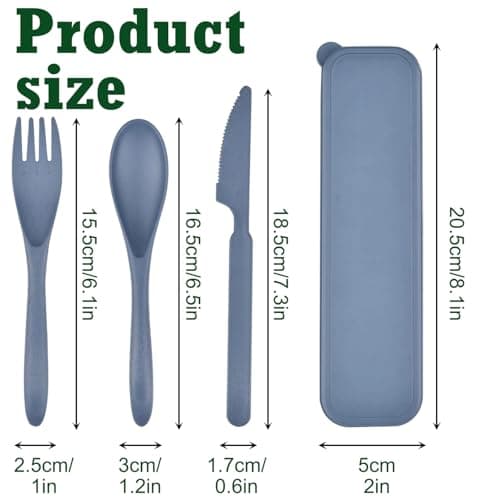 2 Sets Portable Reusable Cutlery Set with Case – Eco-Friendly Travel Utensils for Work, School & Camping – Lightweight, Durable & Dishwasher Safe — view 2