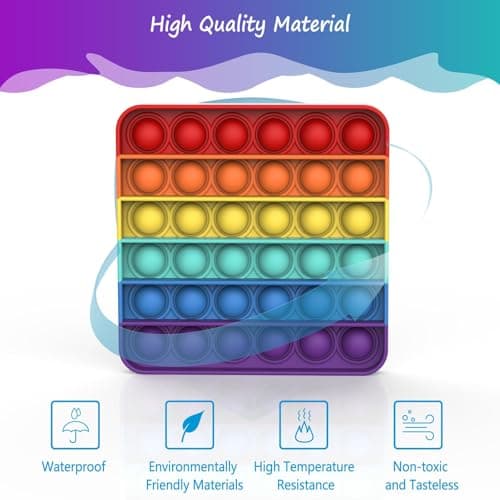 Bdwing Push and Pop Bubble Sensory Fidget Toy, Silicone Sensory Fidget Toy For Kids And Adults, Anxiety Relief Finger Toys, Autism for ADHD Squeeze Toys (Rainbow Squire) — view 2
