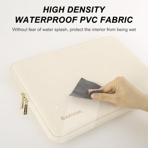 ARVOK 13 13.3 inch Laptop Sleeve Case,Waterproof Laptop Notebook Cover for MacBook Air MacBook Pro 13 14 inch, Computer Carrying Bag for HP ThinkPad Dell Lenovo Asus Acer MSI, White — view 3