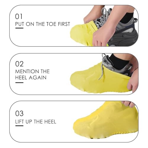 Adorila Kids Waterproof Silicone Shoe Covers, Reusable Non-Slip, Yellow, S — view 4