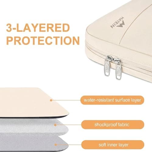 MATEIN Laptop Bag 15.6 Inch, TSA Laptop Case 15.6 Inch for Men Women, Beige — view 4