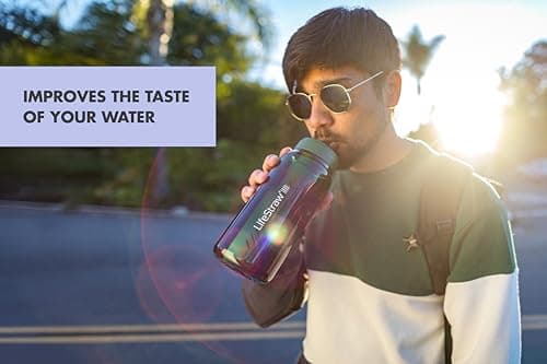 LifeStraw Go Series — BPA-Free Water Filter Bottle for Travel and Everyday Use Removes Bacteria, Parasites and Microplastics, Improves Taste, 1L Aegean Sea — view 5