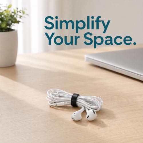 200Pcs Silicone Cable Ties, Small Black Rubber Elastic Bands, Reusable Mini Cable Ties Bands for Data Wire Cord Organiser, Home Office Travel Cable Management — view 4