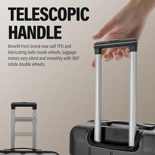 ATX Luggage Suitcase Large Hardshell 4 Dual Spinner Wheels Super Lightweight ABS Hold Check in with Built-in TSA Lock (Gun Metal Grey, 110 Liter) — view 6