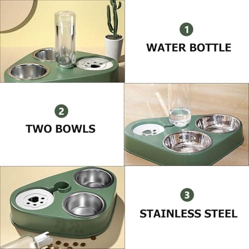 Green Automatic Cat Water Bowl Feeding Set with 500ml Bottle — view 5
