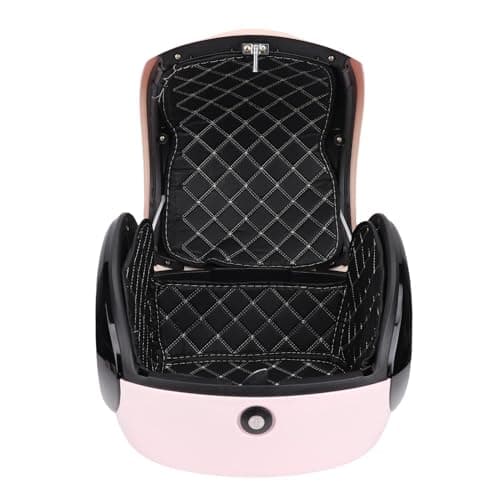 Drfeify Motorcycle Top Case ABS 32L Motorcycle Rear Case Portable Trunk Box with PU Lining Reflective Strip and Backrest for Commuting Touring Motorcycles (Pink)
