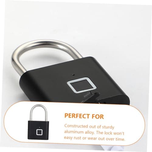 WOONEKY Outdoor Fingerprint Padlock with Aluminum Alloy Body, Smart Electronic Locker Lock for Iron Doors and Storage Cabinets, Waterproof and Rustproof for Secure Use in Working Places — view 4