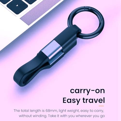 SAMERIO Keychain Charger USB to iOS Short Charging Cable Portable Travel Fast Charging Cord — view 3