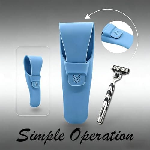Silicone Razor Cases Waterproof Shaver Protectors Portable Travel Storage Containers for Manual Razors Safety Blades Covers Lightweight Carrying Cases for Hiking Travelling Outdoor（Grey + Blue） — view 4