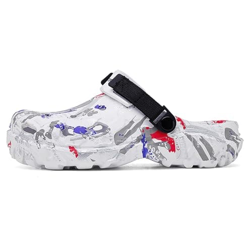 Men's Summer Camouflage Garden Clogs: Anti-Slip EVA Slip-on Sandals - Breathable Comfortable Mules Shoes - Outdoor Indoor Casual Slippers for Younger White 43 — view 4