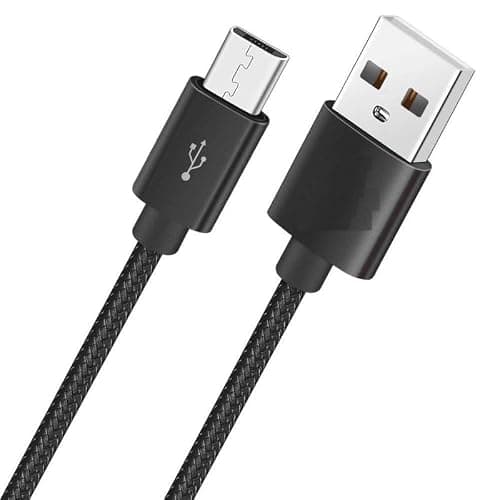iTechCover Braided USB Cable Charging Cord/Charger Power Lead Wire Compatible with Doro 7030 Senior/Black / (1m / 3.3ft) — view 6