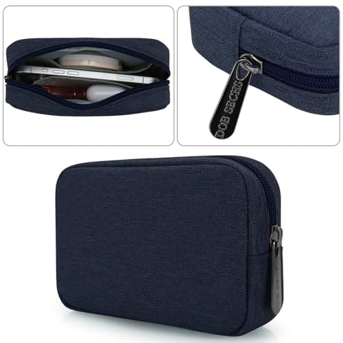 DOB SECHS Waterproof Canvas Mini Travel Makeup Carrying Case Wash Bags Cosmetic Bag Portable Electronics Accessories Organizer Wash Gym Shaving Bag, Blue — view 3