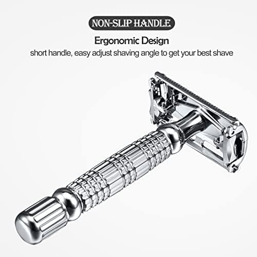 BAILI Butterfly Double Edge Safety Razor Rust-proof Reusable Manual Stainless DE Wet Shaving for Men Women with Mirrored Travel Case BD179C — view 3