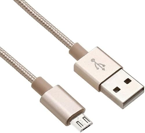 iTechCover Braided USB Cable Charging Cord/Charger Power Lead Wire Compatible with Juice Jumbo Marshmallow Speaker/Gold / (2m / 6.6ft) — view 2