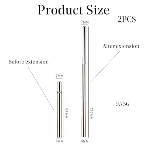 2 Pcs Reusable Telescopic Straws, 304 Food Grade Stainless Steel Collapsible Drinking Straws, Portable Metal Straws for Travel, Home, Office, Eco Friendly BPA Free for Hot Cold Drinks — view 2