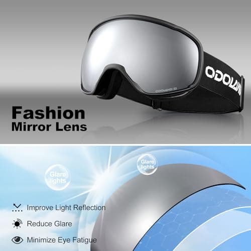 Odoland OTG Ski Goggles with Anti-fog, Anti-glare Lens UV400 Protection Adult Snow Goggles, Double Spherical Goggles for Skiing Skating Snowmobiles and Snowboards Suit Men and Women BS — view 3