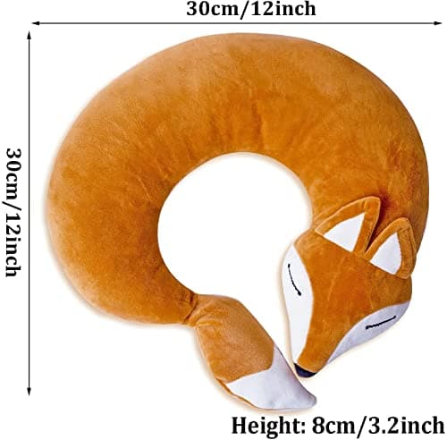 EHIOG U-Shaped Travel Pillow, Fox Neck Pillow Rest Neck Support Pillow, Car Seat Sleeping, Cartoon Headrest Airplane Pillow Travel Rest Pillow Cushion, Sleeping Aid, Suitable for Adults Kids (Brown) — view 3