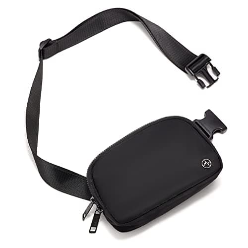 Pander Double Zipper Fanny Pack Nylon Everywhere Belt Bag, Fashion Waist Packs for Women with Adjustable Strap, 1L. (Black) — view 2