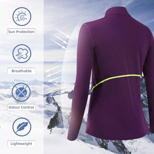 TERODACO Base Layer Women Half Zip Ski Thermal Tops 02513 Purple M — view 3
