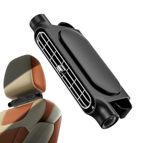 Headrest Fan, Backseat Car Cooler, Angle Adjustable Vent, 3000mAh Rechargeable Battery, Quiet Airflow Design, Black 1-Pack, For Van Truck RV Road Trip Camping,Portable Fan