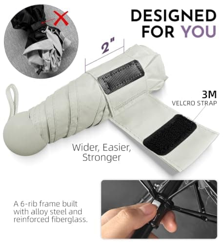 LILAC Mini Compact Umbrella, Lightweight Folding Parasol UPF 100 Rain Gear — view 5
